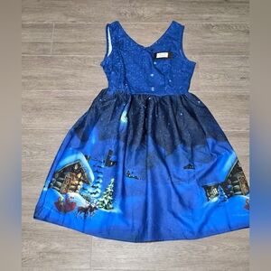 New Christmas Dress Size M Santa Cabin Moon Stretch Dress